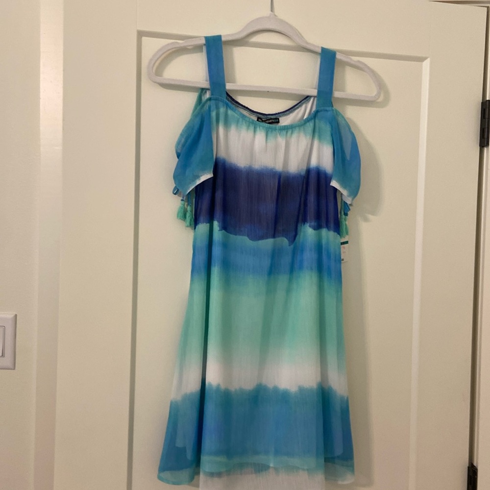 Sequin Heart Girls Multi Color Blue Dress